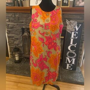 Taylor Floral Sheath Dress- Silk/Linen Blend 12